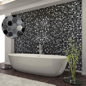 Azulejos Serie Hexágono Negro para Baño
