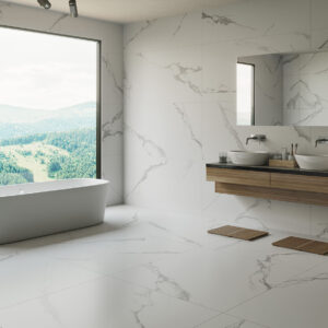 Suelo Porcelanico Imitacion Marmol acabado Rectificado serie Pune Blanco