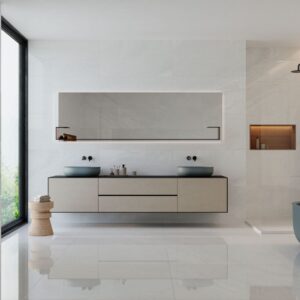 Detalle de pavimento Piazza Polar 120x120 alto brillo