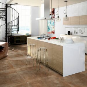 Ambiente De Baño Con Azulejo Cotto Color Cuero