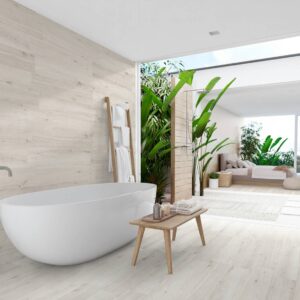 Ambiente De Baño Con Porcelánico Sia Blanco