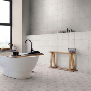 Baño Con Revestimiento Hidráulico Sofía Rosa 25x25