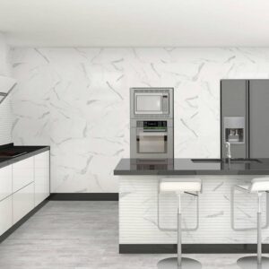 Cocina Moderna Con Porcelánico Soul Efecto Mármol