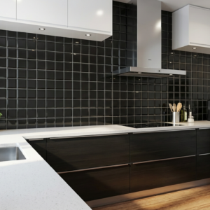 Azulejo Biselado Negro 10x10 Altair Para Cocina